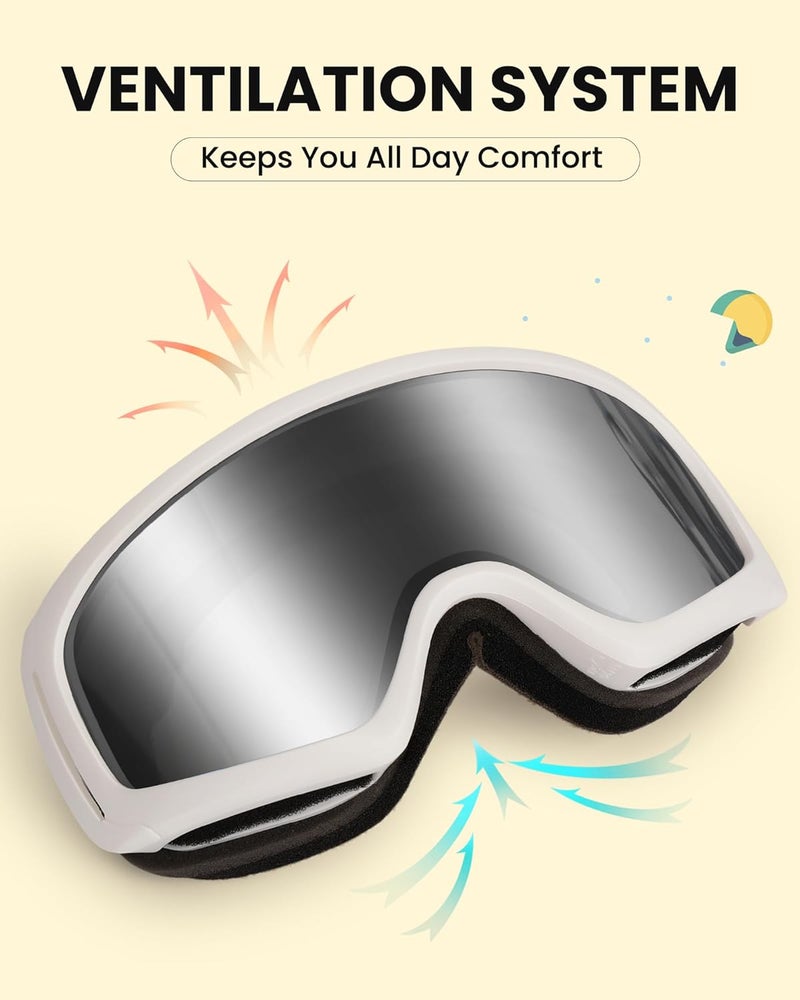 Snower Kids Ski Goggles, Anti-Fog Snow Goggles with OTG Design, 100% UV Protection, HD Lens for Kids Boys Girls - Image 5